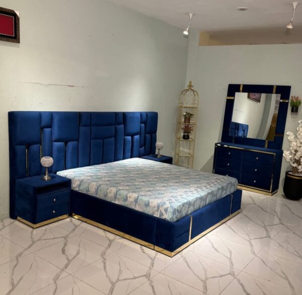 Blue Velvet Dream King Size Bed